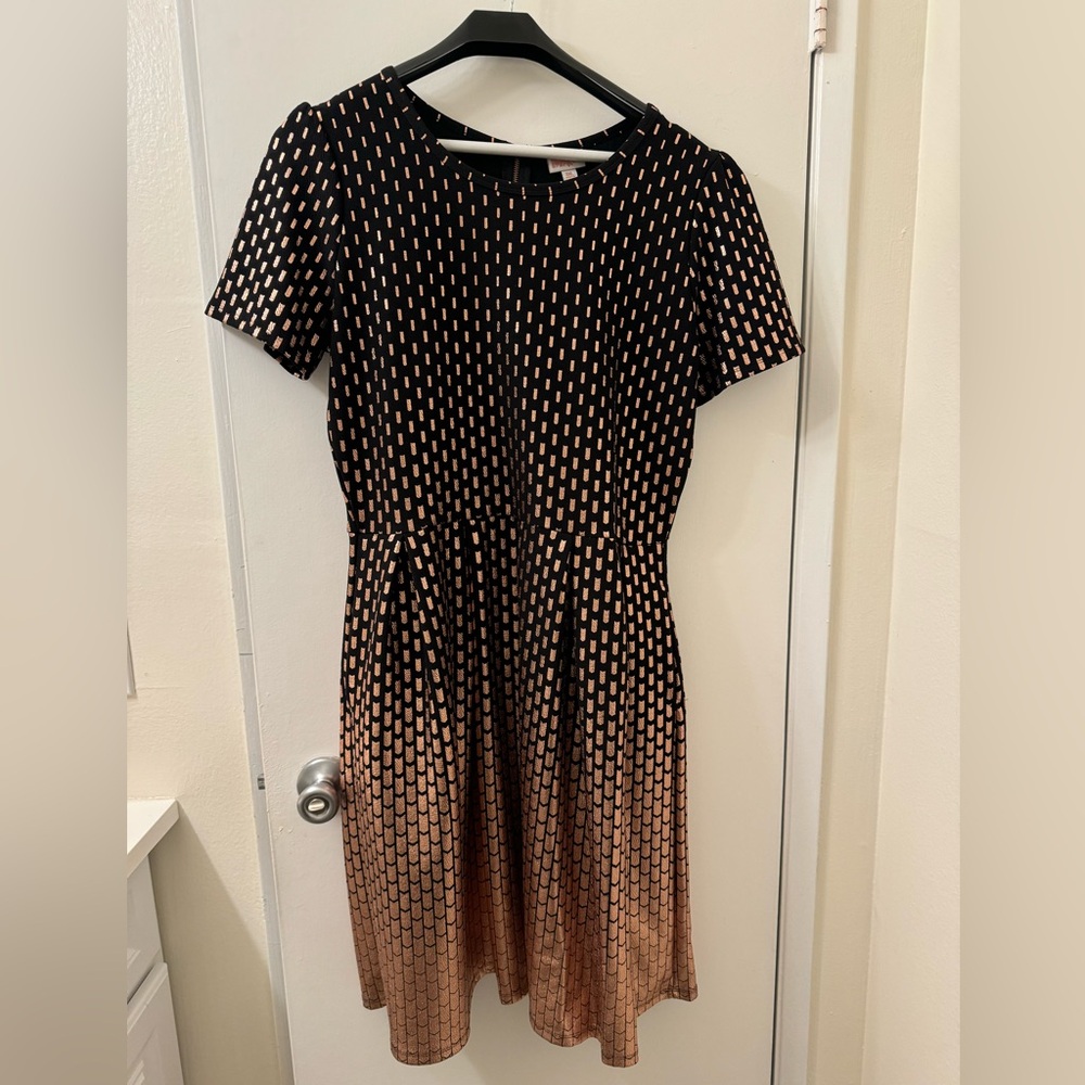 LulaRoe Amelia rose gold dress